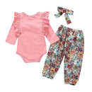 Conjunto Floral 3 Peças Coração - Tamanhos 0 a 18 meses