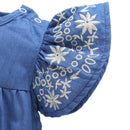 Body Jeans Manga Bordada - Tamanhos de 3 meses a 3 anos