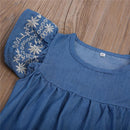 Body Jeans Manga Bordada - Tamanhos de 3 meses a 3 anos