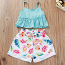 Conjunto Summer Cropped Alcinha com Shorts Clochard - Tamanhos de 1 a 5 anos