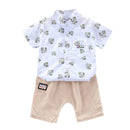 Conjunto Camisa Colar Mandarim Folhas - Tamanhos de 0 a 4 anos